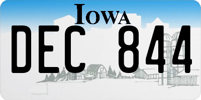 IA license plate DEC844
