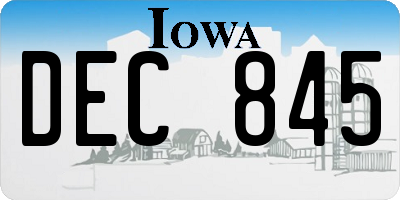 IA license plate DEC845