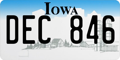 IA license plate DEC846