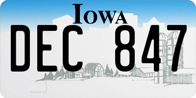 IA license plate DEC847