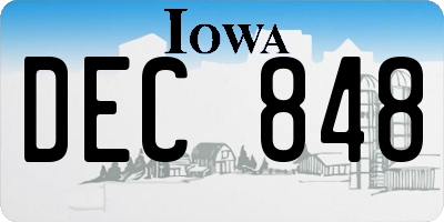 IA license plate DEC848