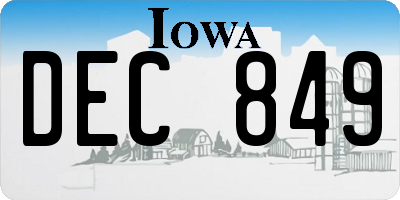 IA license plate DEC849
