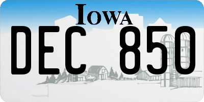 IA license plate DEC850