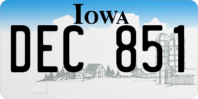 IA license plate DEC851