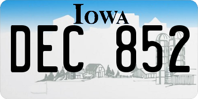 IA license plate DEC852