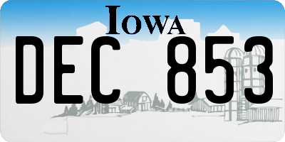 IA license plate DEC853