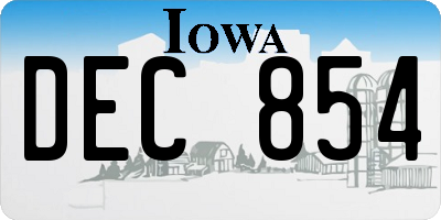 IA license plate DEC854
