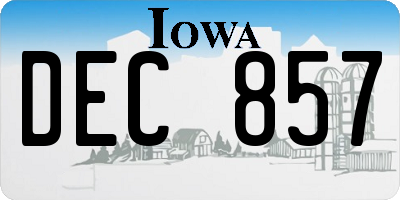 IA license plate DEC857
