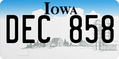 IA license plate DEC858