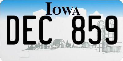 IA license plate DEC859