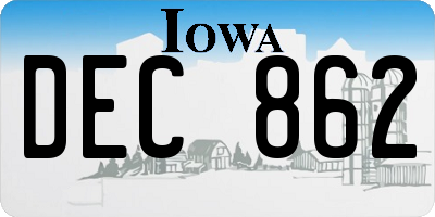 IA license plate DEC862