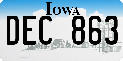 IA license plate DEC863