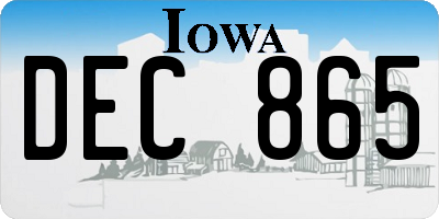 IA license plate DEC865