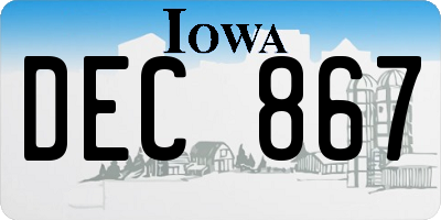 IA license plate DEC867