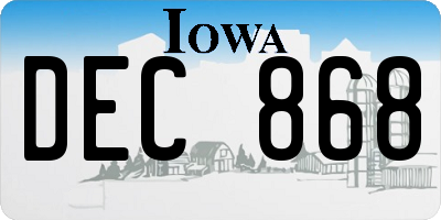 IA license plate DEC868