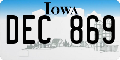 IA license plate DEC869