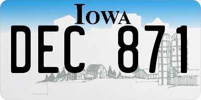 IA license plate DEC871