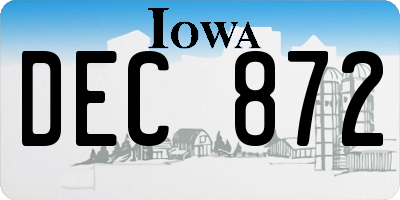 IA license plate DEC872