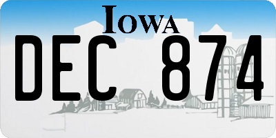 IA license plate DEC874