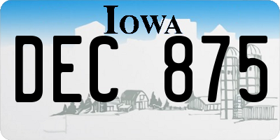 IA license plate DEC875