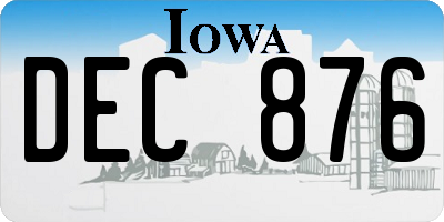 IA license plate DEC876