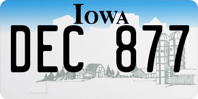 IA license plate DEC877