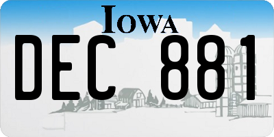 IA license plate DEC881