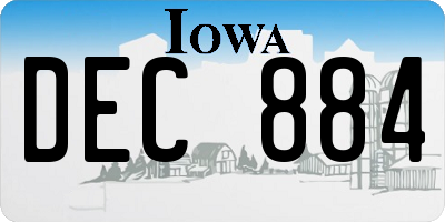 IA license plate DEC884