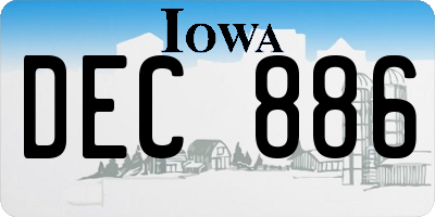 IA license plate DEC886