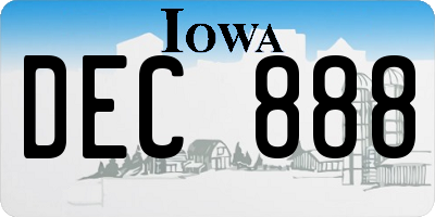IA license plate DEC888