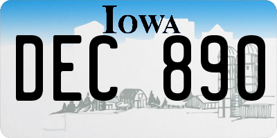 IA license plate DEC890