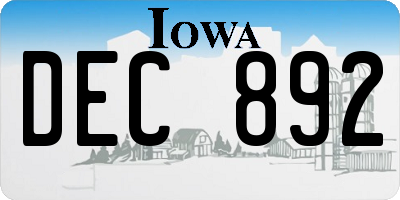 IA license plate DEC892
