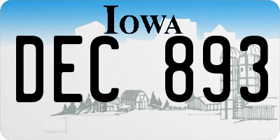 IA license plate DEC893