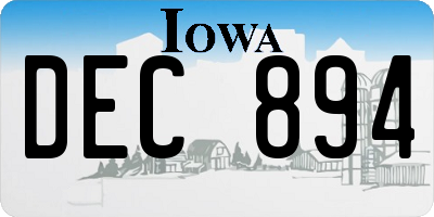 IA license plate DEC894