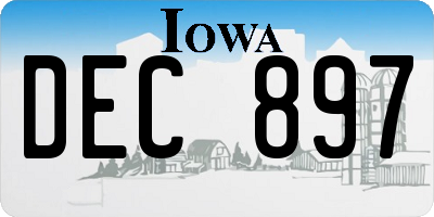 IA license plate DEC897