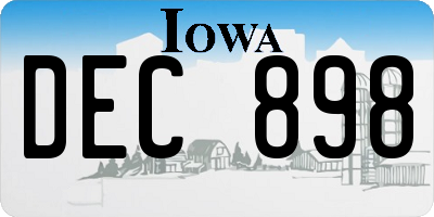 IA license plate DEC898