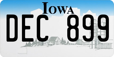 IA license plate DEC899