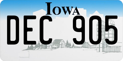 IA license plate DEC905