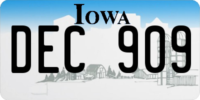 IA license plate DEC909