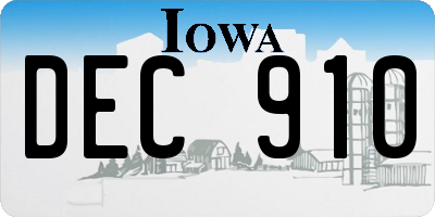 IA license plate DEC910