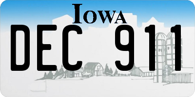 IA license plate DEC911