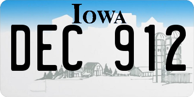 IA license plate DEC912