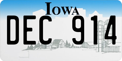 IA license plate DEC914