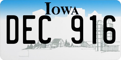 IA license plate DEC916