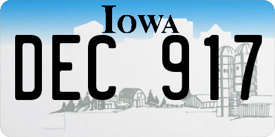 IA license plate DEC917
