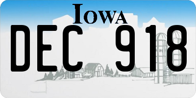 IA license plate DEC918