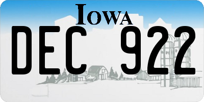 IA license plate DEC922