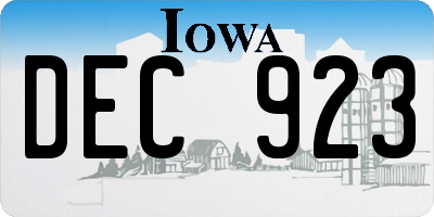 IA license plate DEC923