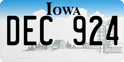 IA license plate DEC924
