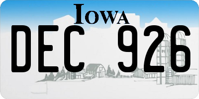 IA license plate DEC926